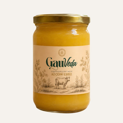 Gauveda A2 Bilona cow ghee 1 litre glass jar