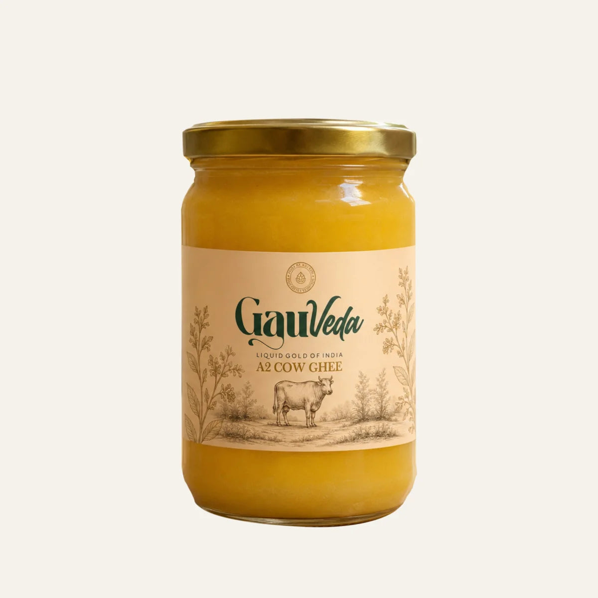 Gauveda A2 Bilona cow ghee 500 ml glass jar