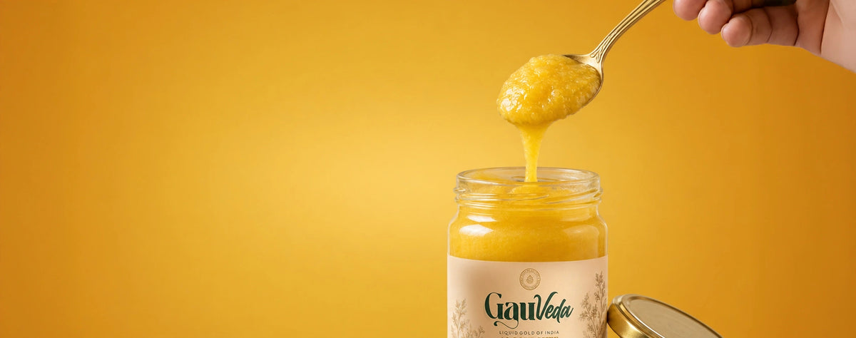 Gauveda A2 Bilona cow ghee jar